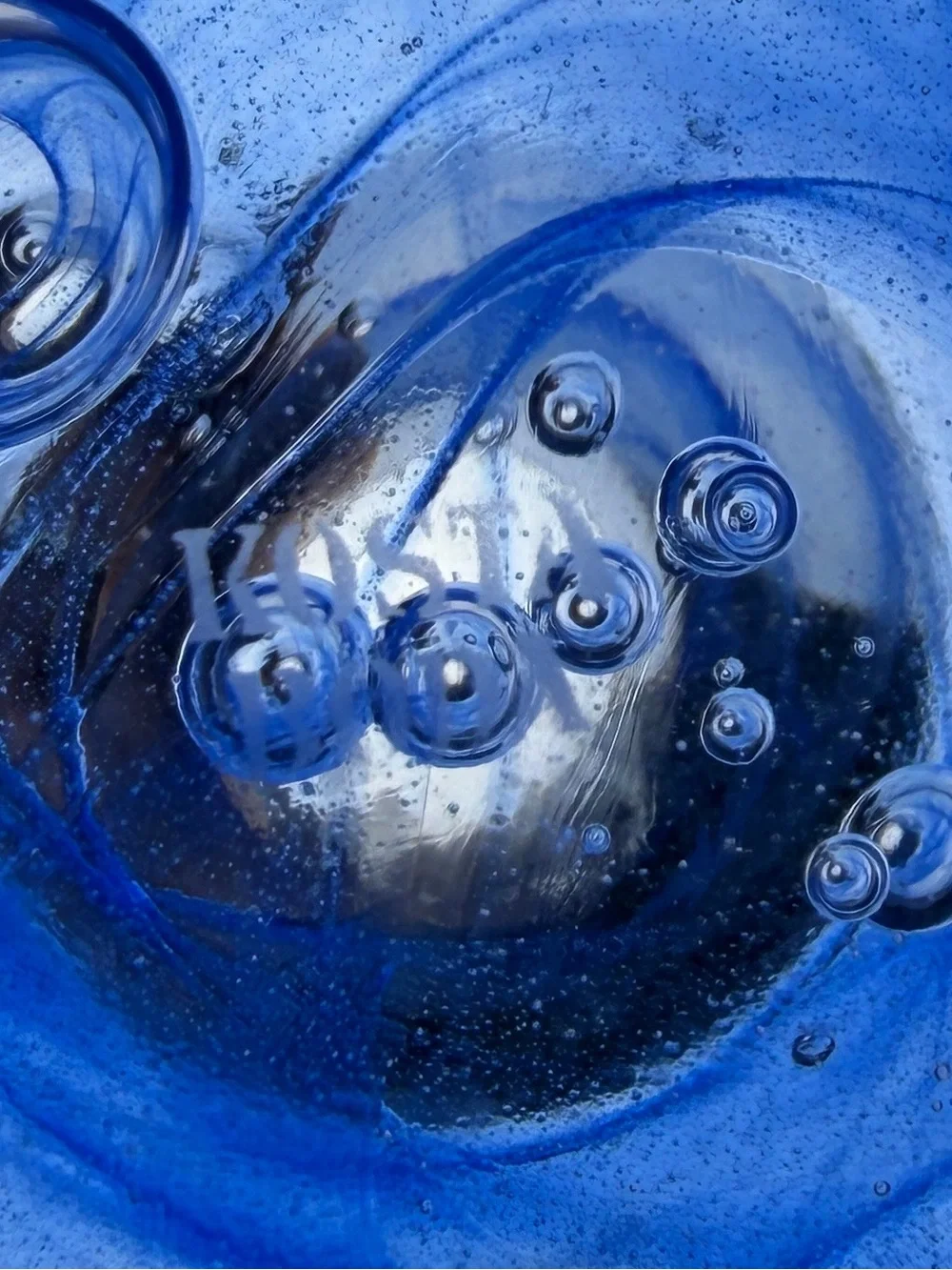 Rare Vintage Kosta Sweden Blue Swirl Art Glass Votive Candle Holder